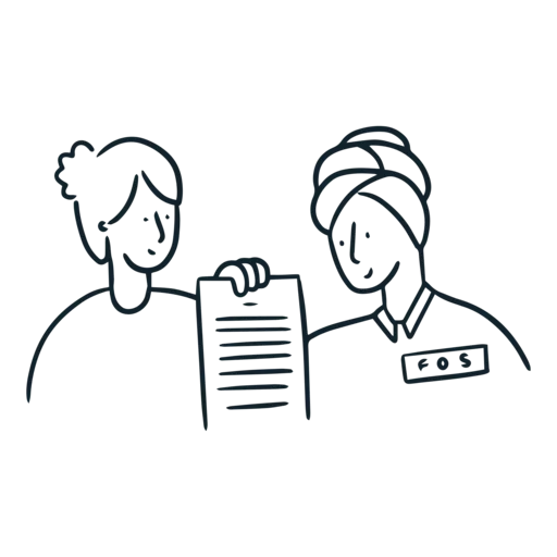 Two people reviewing a case with the Financial Ombudsman Service
